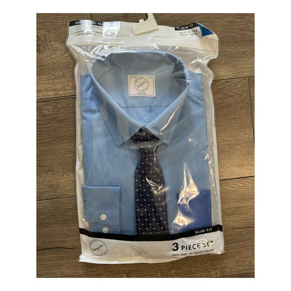 Bespoke Slim Fit‎ 3 Piece Set Dress Shirt Tie Pocket Square Size XL NWT - Picture 1 of 5
